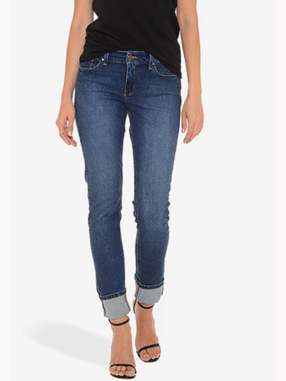Mott & Bow Slim Boyfriend Medium /Dark Blue Ankle Jeans Size: 30